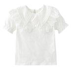 Mädchen Bluse mit Spitzenkragen und Rüschendetails R&B