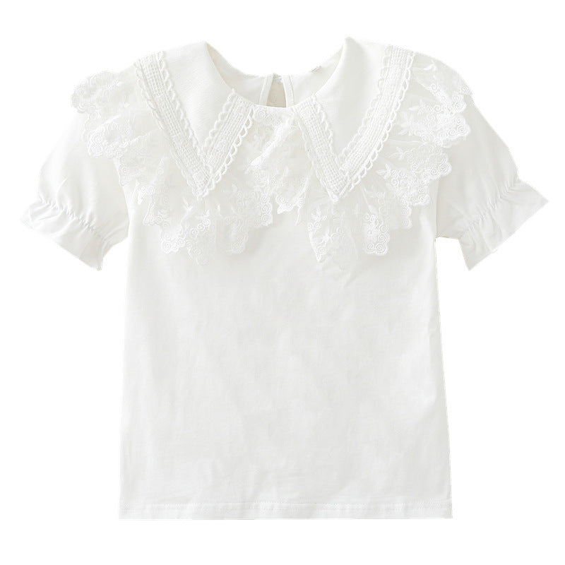 Mädchen Bluse mit Spitzenkragen und Rüschendetails R&B