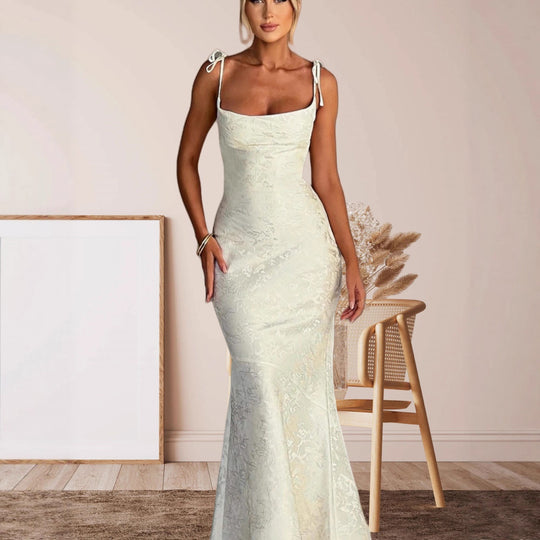 Damen Elegantes Maxikleid mit verführerischen Spaghettiträgern R&B