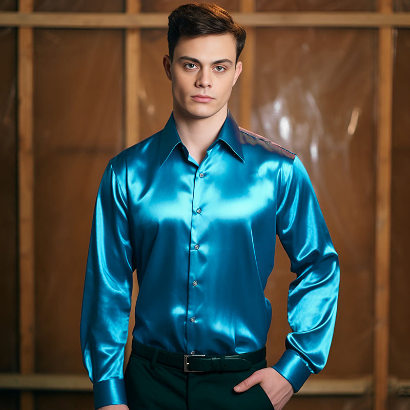 Herren elegante und glänzende Hemd R&B