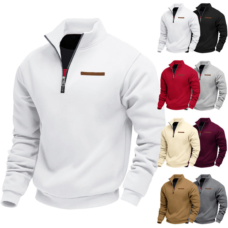 Herren modischer Kapuzenpullover mit halbem Reißverschluss und hochwertigen Details R&B
