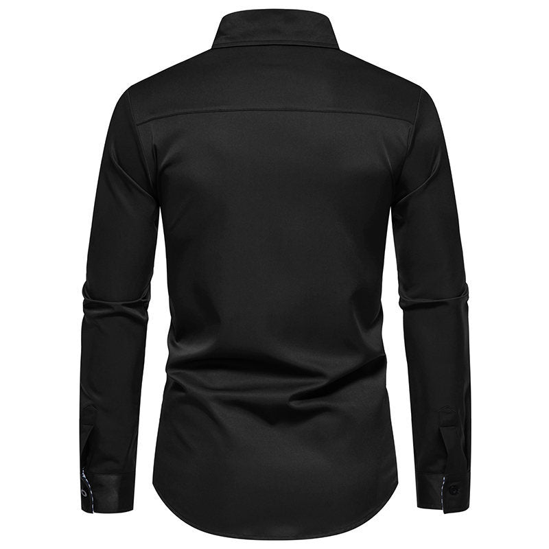 Herren Langarmhemd mit modernem Kontrastdesign