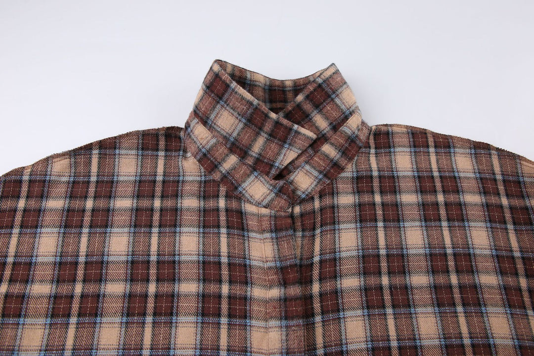 Damen Kariertes Overshirt im lässigen Schnitt mit übergroßen Ärmeln R&B