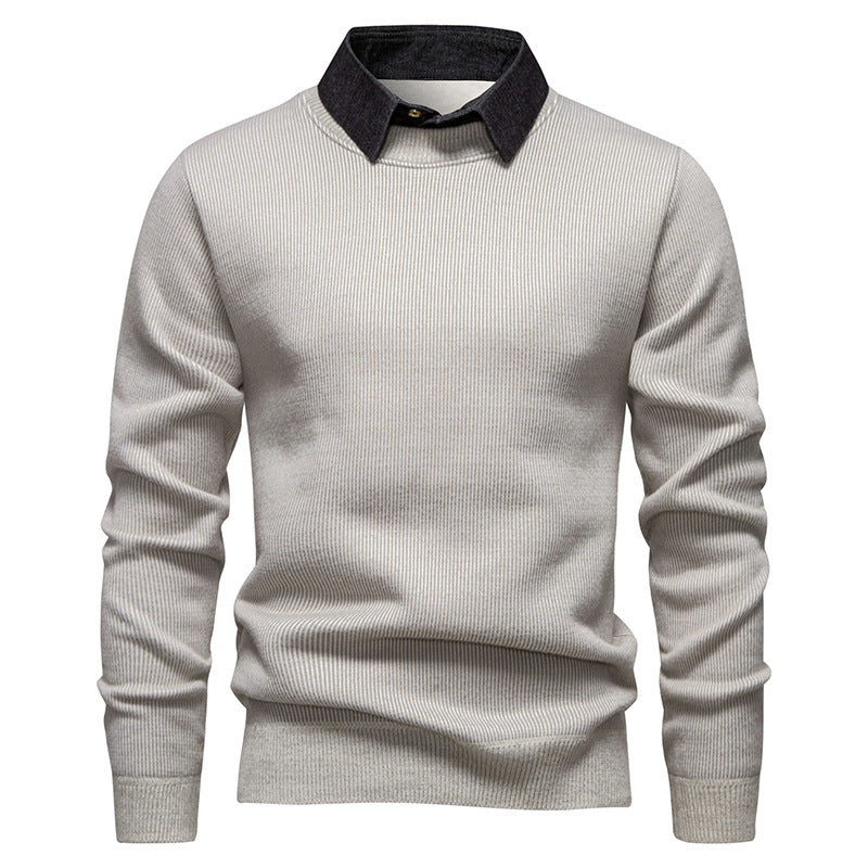 R&B | Herren Strickpullover mit Kontrastkragen