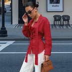 Damen Elegante und fließende Bluse mit Bindeakzent R&B