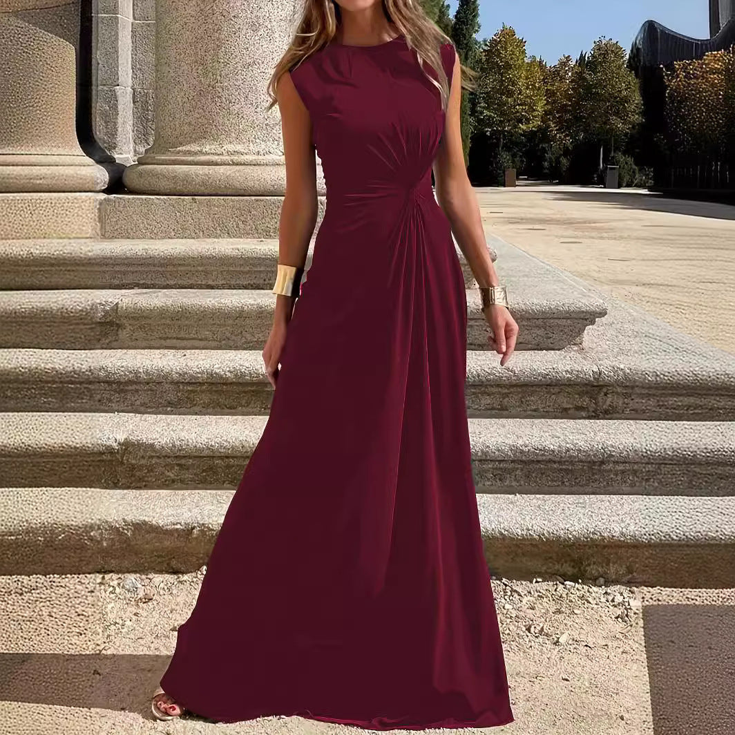 Damen Maxikleid mit Elegantem Knoten-Detail und Fließendem Schnitt R&B