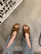 Damen Sandalen mit gekreuztem Riemendesign und komfortablem Fußbett EB