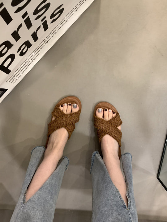 Damen Sandalen mit gekreuztem Riemendesign und komfortablem Fußbett R&B