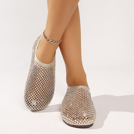 Damen modische Slide-Sandalen mit funkelndem Strassdesign R&B