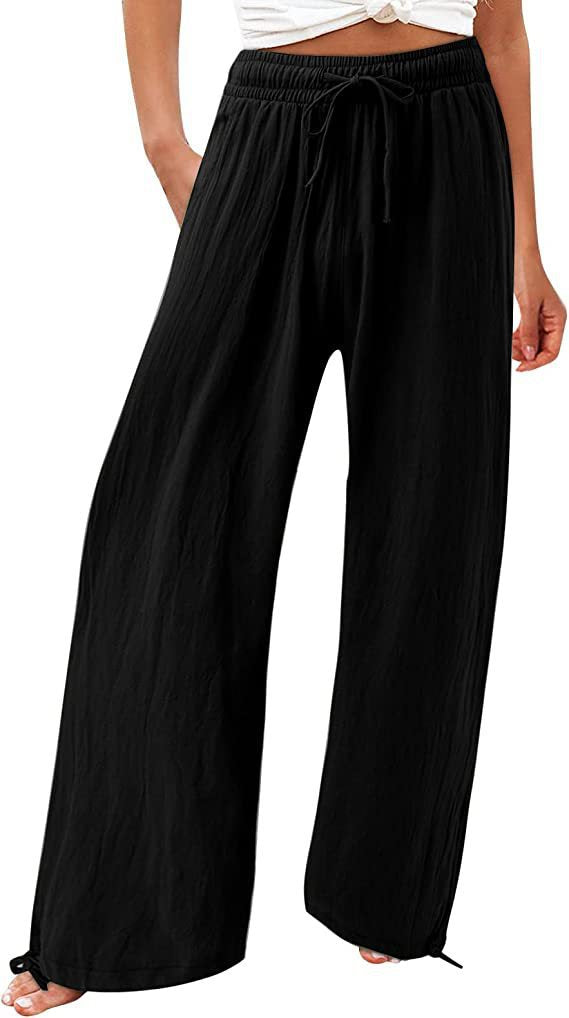 Damen lässige weit geschnittene Sommerhose mit elastischem Bund und praktischen Seitentaschen R&B