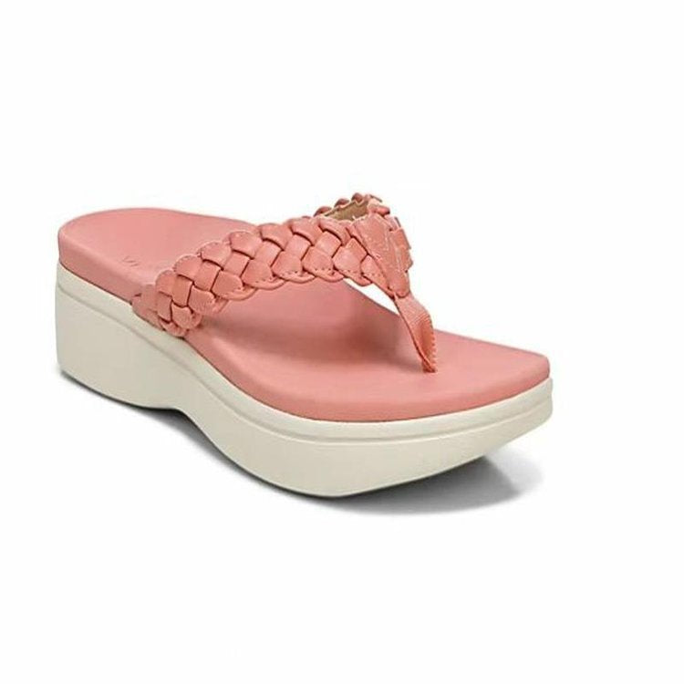 Damen Wedge-Zehentrenner mit geflochtenem Riemen und angenehm gepolstertem Fußbett R&B