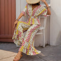 Damen Maxi-Jumpsuit mit floralen Mustern und voluminösen Ärmeln R&B