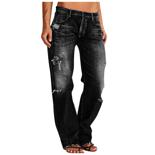 Damen Destroyed Jeans mit weitem Bein und lässiger Passform