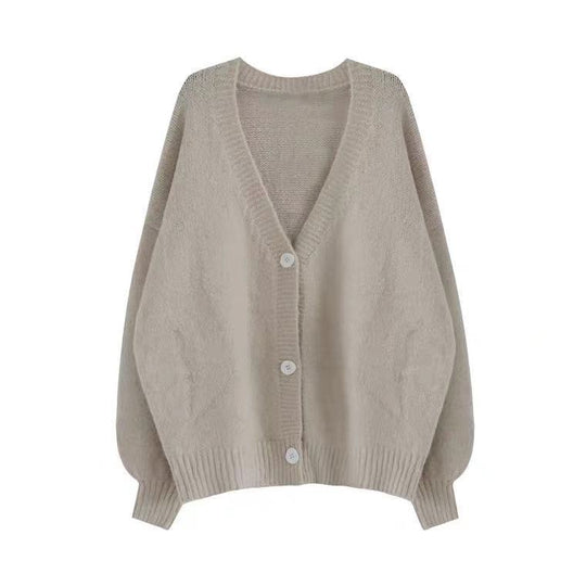 Damen gemütliche Strickjacke mit voluminösen Ärmeln R&B