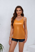 Damen Glamouröses Satin-Top mit Spaghettiträgern und feinem Glanz R&B