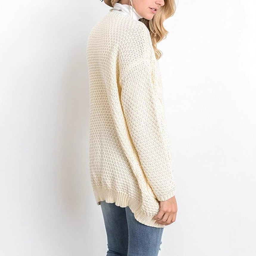 Damen Grober Strickcardigan mit offener Front und praktischen Taschen R&B