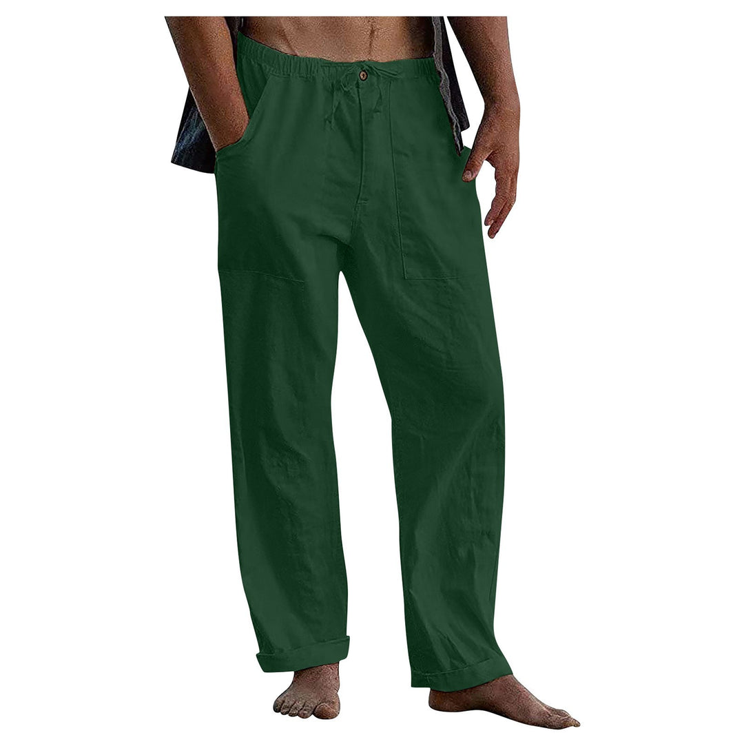 Herren Relaxed Fit Leinenhose mit elastischem Bund und praktischen Taschen R&B