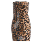 Damen Glitzerndes Minikleid mit Leopardenmuster und Spaghettiträgern R&B