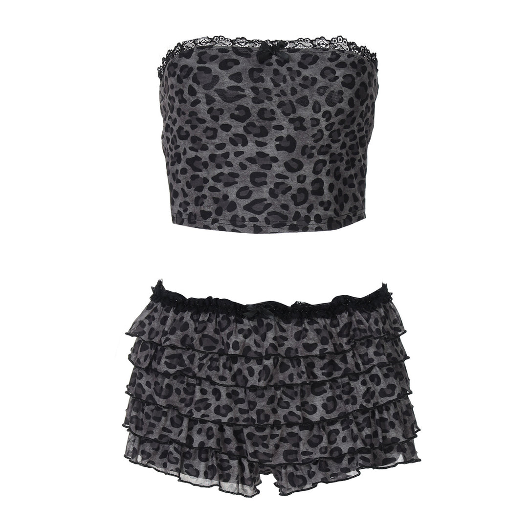 Damen Set aus luftiger Crop-Top und fransigen Shorts R&B