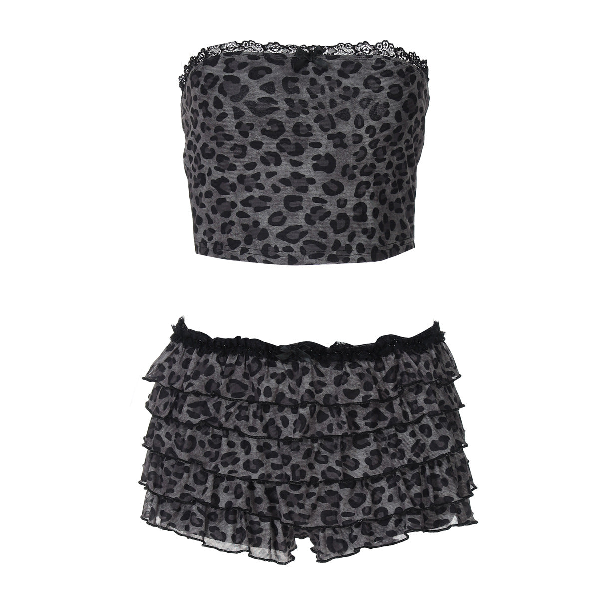 Damen Set aus luftiger Crop-Top und fransigen Shorts R&B
