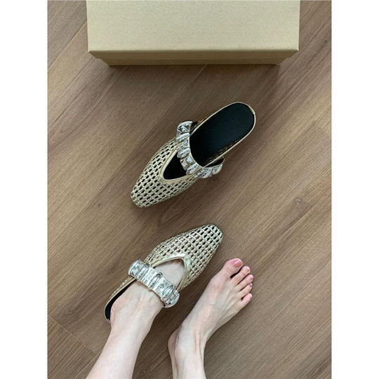 Damen elegante Mules mit glitternder Riemenverzierung R&B