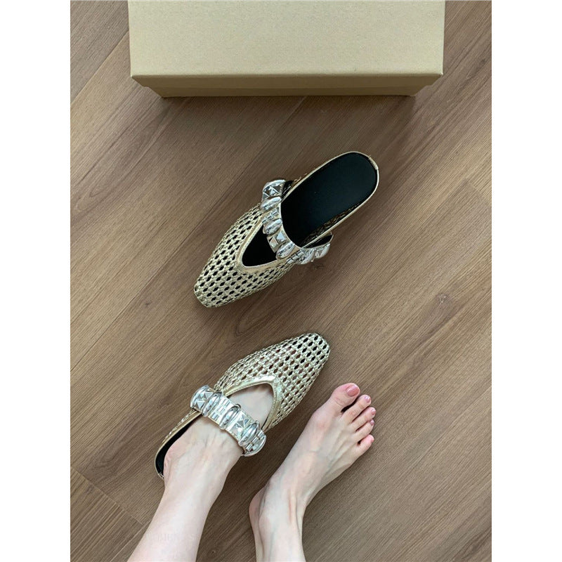 Damen elegante Mules mit glitternder Riemenverzierung R&B