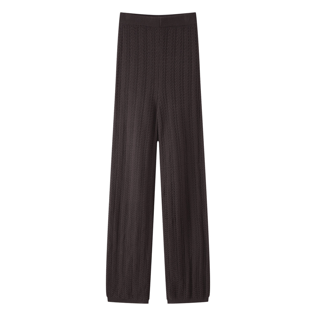 Damen Weite Strickpalazzo-Hose mit Elastischem Bund und Eleganter Struktur R&B