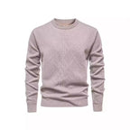 Herren Strickpullover mit strukturiertem Rautenmuster und klassischem Rundhalsausschnitt