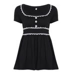 Damen Freizeitkleid mit Spitzenakzenten und eleganter Knopfleiste R&B