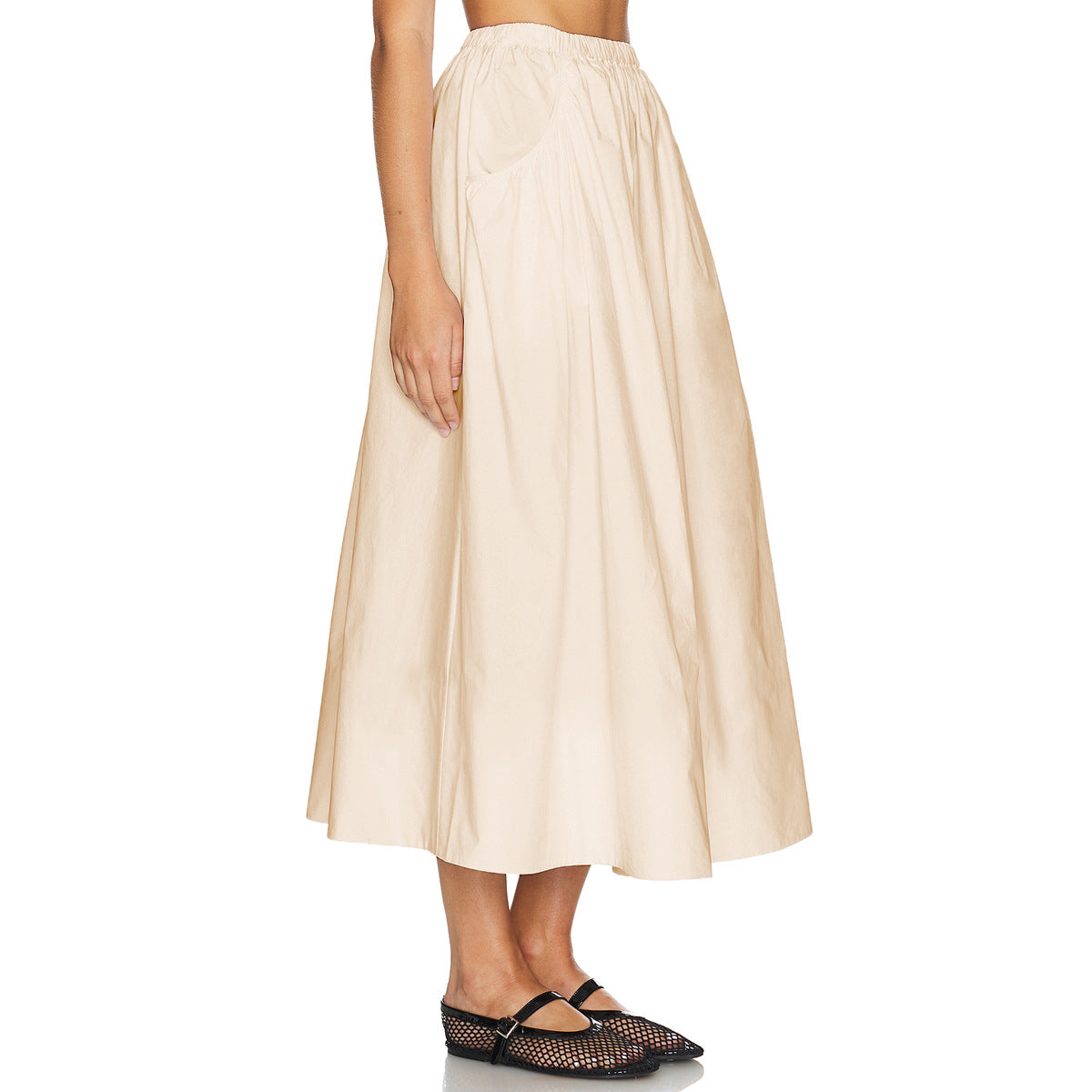 Damen Eleganter Midirock mit raffinierten Falten und elastischem Bund R&B
