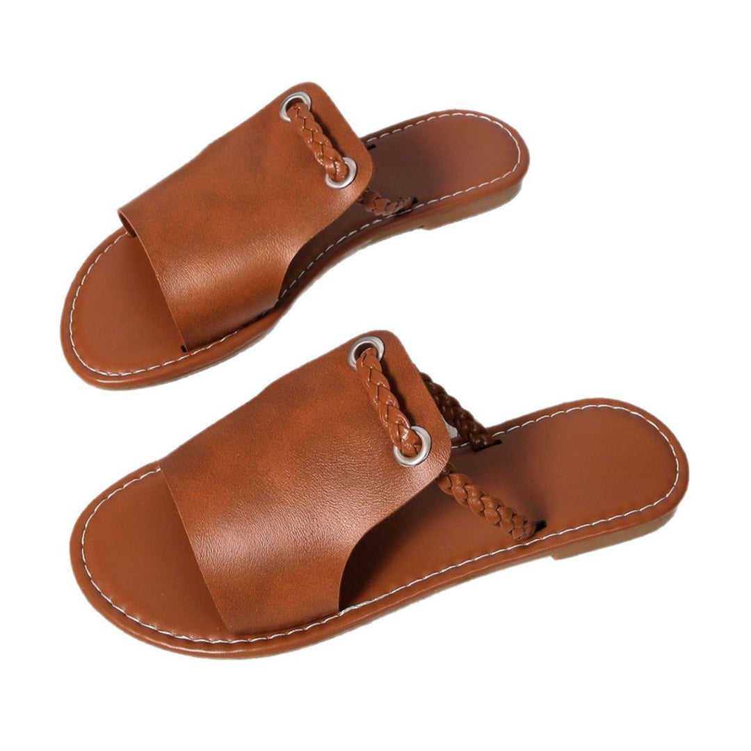 Damen Offene Ledersandalen mit geflochtenem Design und flexiblem Fußbett R&B