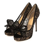 Damen Peeptoe Pumps mit raffiniertem Spitzenverzierung R&B