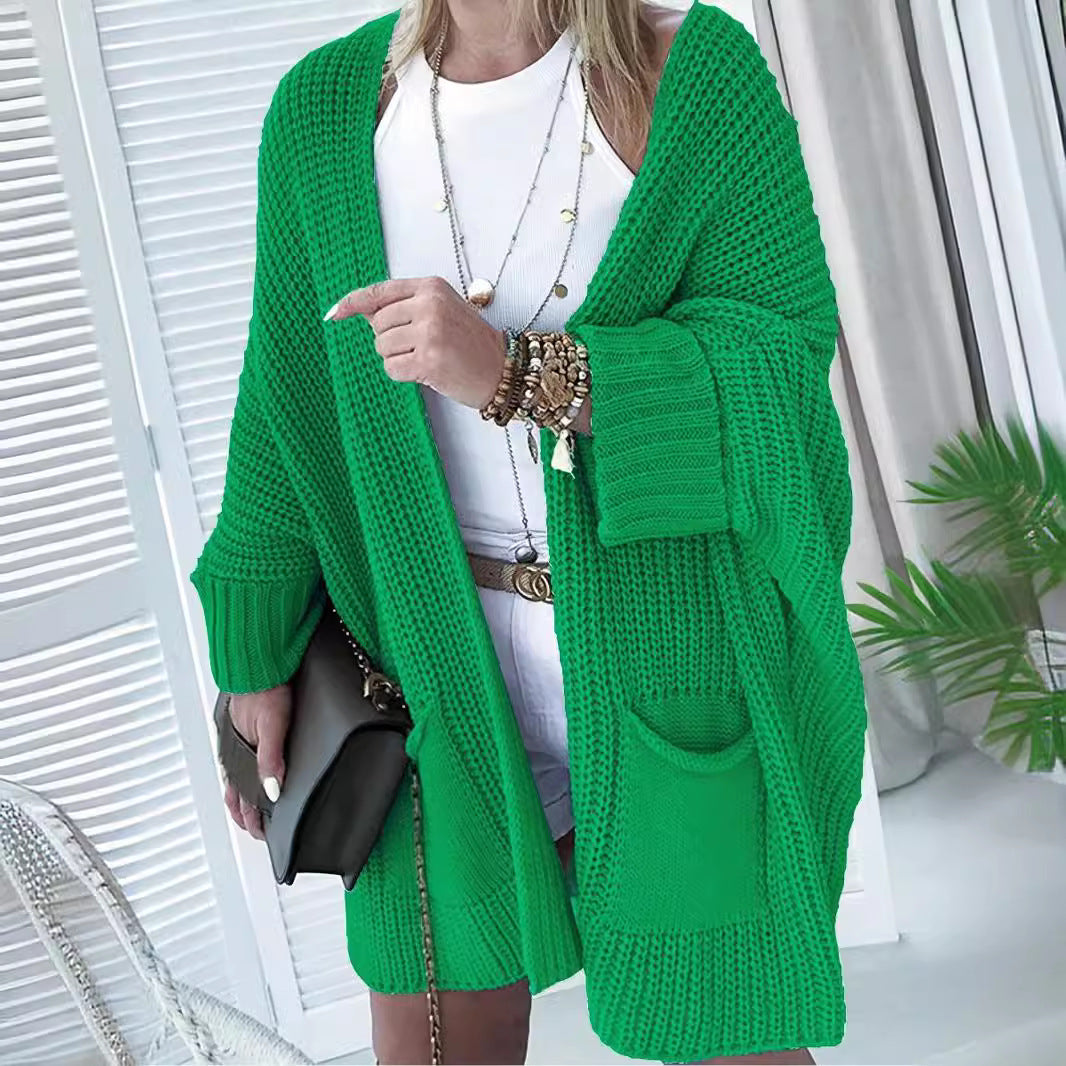 Damen Grobstrick-Cardigan mit offenen Ärmeln und praktischen Eingrifftaschen R&B