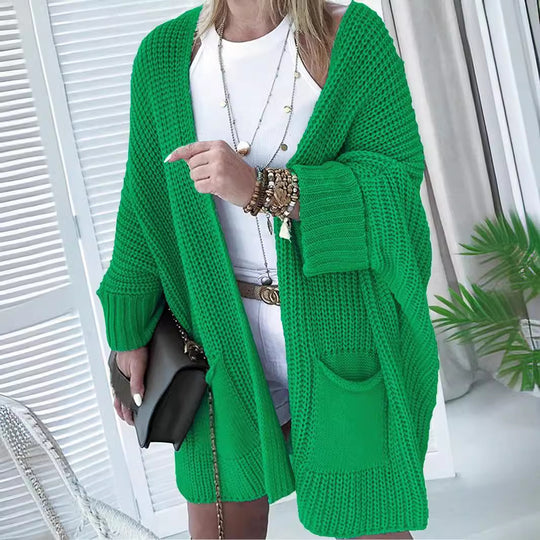 Damen Grobstrick-Cardigan mit offenen Ärmeln und praktischen Eingrifftaschen R&B
