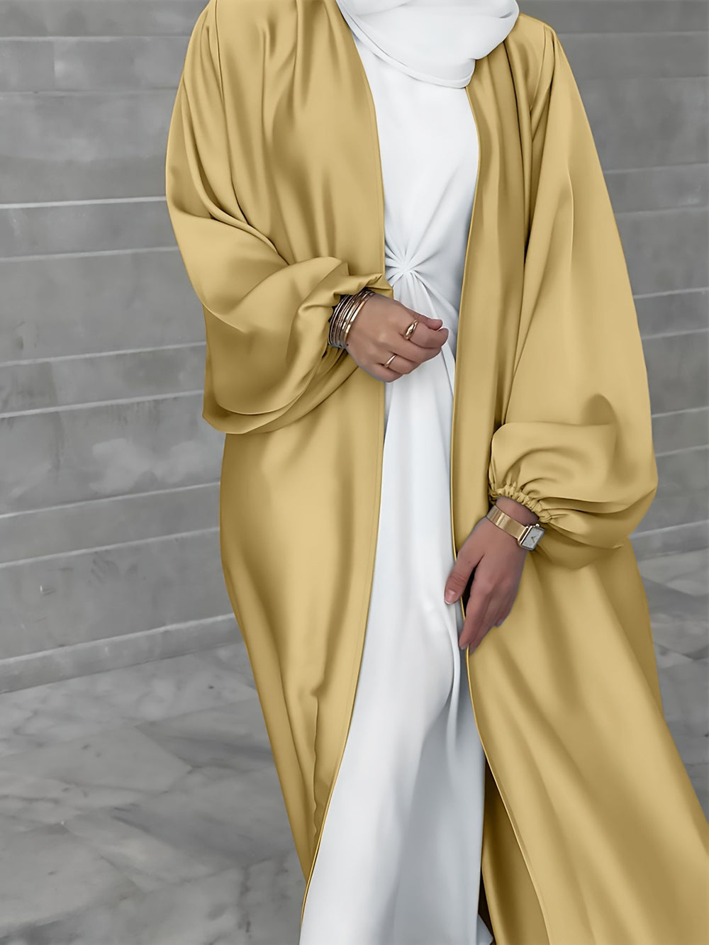 Damen eleganter Longcardigan aus fließendem Material mit weitem Schnitt R&B