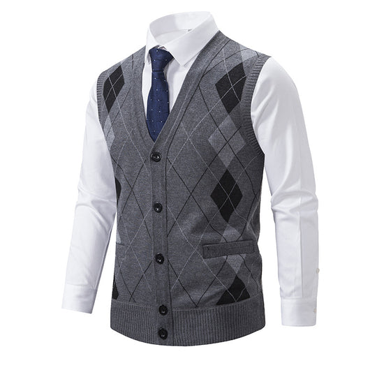 Herren modische Strickweste mit Karomuster R&B