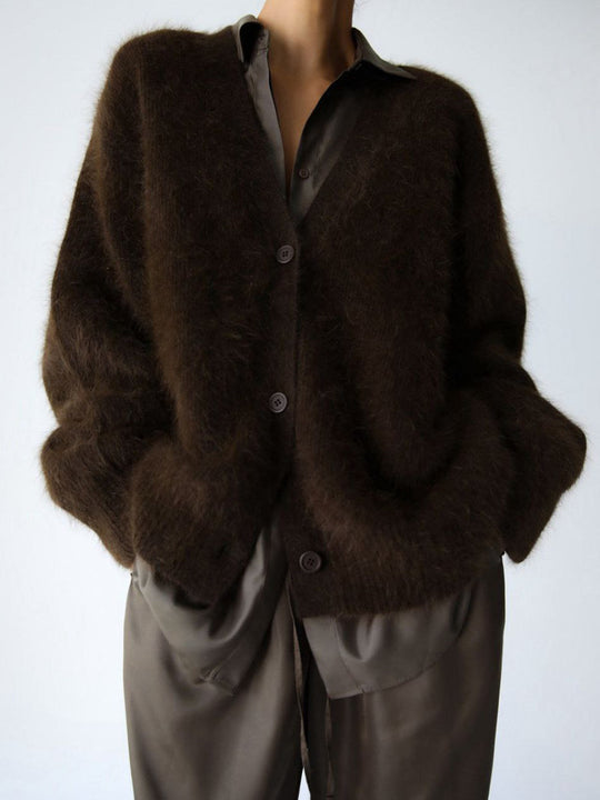 Damen kuscheliger Langarm-Strickcardigan R&B