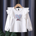 Mädchen Sweatshirt mit Rüschen und floralem Herzmotiv R&B