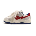 Damen modische Low-Top Sneakers mit breiten Schnürsenkeln und dekorativem Logo R&B