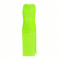 Damen Maxikleid mit seitlichem Raffungselement und trendigem Schnitt R&B