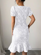 Damen Elegantes Blumenkleid mit Rüschensaum R&B