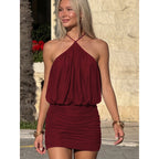 Damen Minikleid mit raffiniertem Wickeldesign und elastischer Taillierung R&B