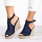 Damen Wedge-Sandaletten aus hochwertigem Material mit offener Zehenpartie und raffiniertem Riemendesign R&B