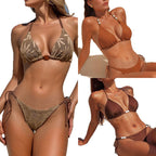 Damen Triangel-Bikini mit spielerischem Punktedesign und verstellbaren BindR&Bändern R&B