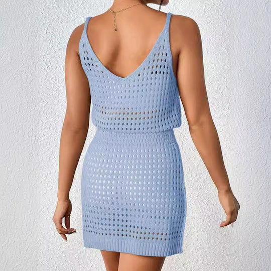 Damen luftiges Häkelkleid im Layering-Stil R&B