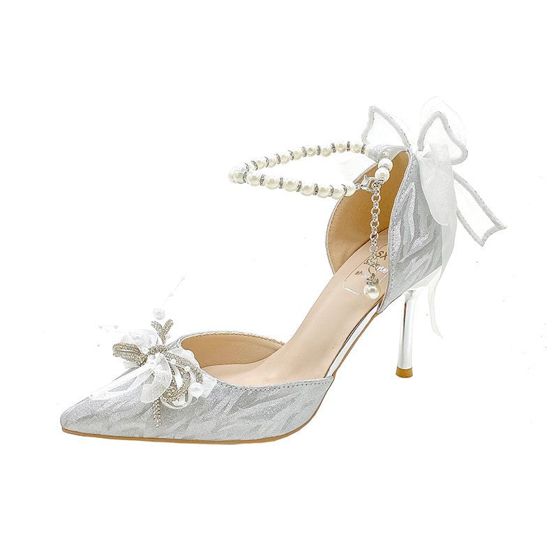 Damen Elegante High Heels mit zierendem Perlverschluss und Schleifen-Applikation R&B