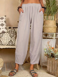 Damen weite Palazzo-Hosen mit elastischem Bund und seitlichen Taschen R&B