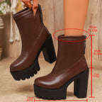 Damen Chunky Blockabsatz Stiefeletten mit zippbarem Design R&B
