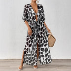Damen modischer Strandkaftan mit seitlichem Kordelzug R&B