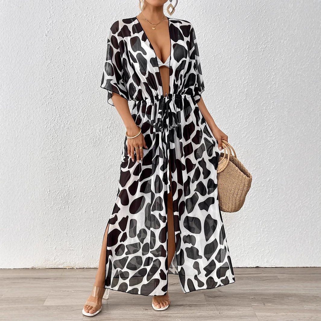 Damen modischer Strandkaftan mit seitlichem Kordelzug R&B